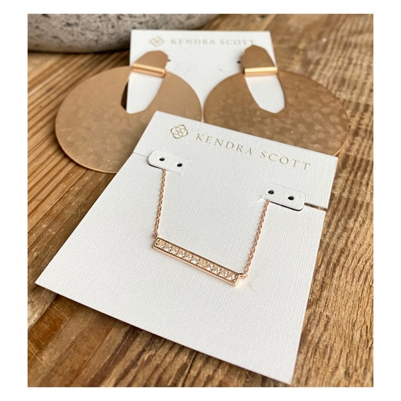 Kendra Scott • Rose Gold Necklace + Earrings Bundle - Picture 3 of 5